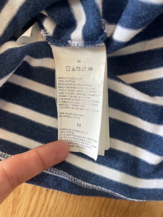 Nautica Blue w/ White Striped Pullover Cotton Hoodie Size Medium - Picture 10 of 10